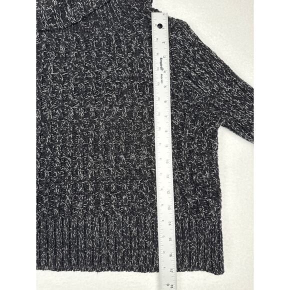 Free people black marled ballet twisted cableturtle neck cropped sweater size M - Picture 7 of 9